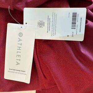 NEW Athleta Elation Shine Leggings Deep Wine Red, Size Medium ankle/full length